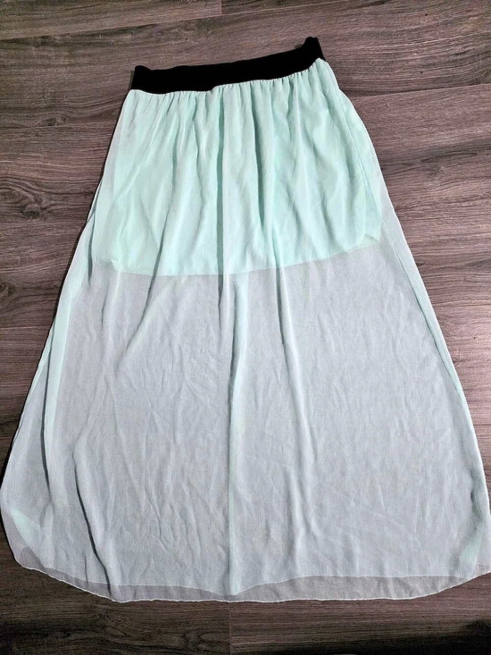 Womens long sheer skirt with short slip under. Size L.